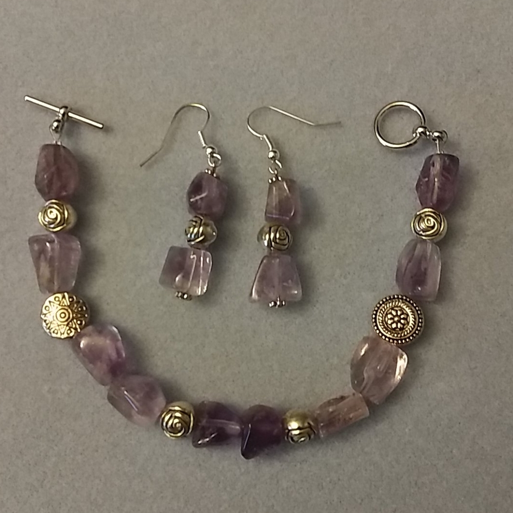 Amethyst bracelet and earrings set